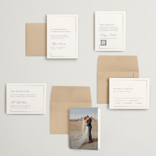 This is a silk petite wedding invitations with foil pressed by Kelly Schmidt called gilded border printing on signature in petite