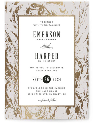 Modern Marble Foil Pressed Wedding Invitation Petite Cards