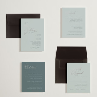 This is a sea & sky petite wedding invitations with foil pressed by Kaydi Bishop called eternal printing on signature in petite