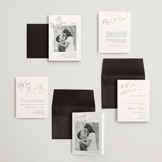 This is a marshmallow petite wedding invitations with foil pressed by Kaydi Bishop called the wedding printing on signature in petite