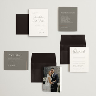 This is a snow petite wedding invitations with foil pressed by Michelle Taylor called simple lines printing on signature in petite