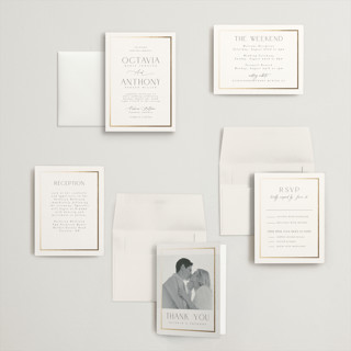 This is a porcelain petite wedding invitations with foil pressed by Nicole Walsh called regal printing on signature in petite