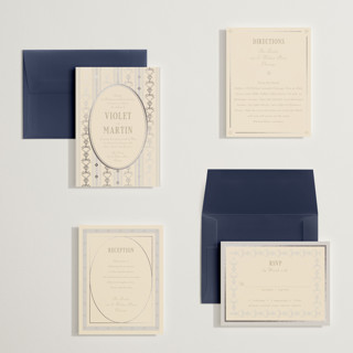 This is a champagne petite wedding invitations with foil pressed by Baumbirdy called woven printing on signature in petite