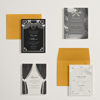 This is a onyx petite wedding invitations with foil pressed by Claudia Orengo called tuileries printing on signature in petite
