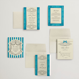 This is a marine petite wedding invitations with foil pressed by Jackie Crawford called josephine printing on signature in petite