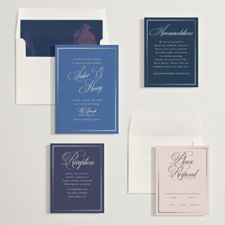 This is a cerulean foil stamped wedding invitations with foil pressed by Morgan Kendall called playbill printing on signature in standard