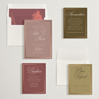 This is a lilac foil stamped wedding invitations with foil pressed by Morgan Kendall called playbill printing on signature in standard