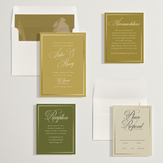 This is a honeycomb foil stamped wedding invitations with foil pressed by Morgan Kendall called playbill printing on signature in standard