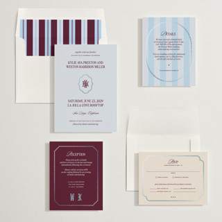 This is a celestial foil stamped wedding invitations with foil pressed by Jenna Holcomb called modern vintage printing on signature in standard