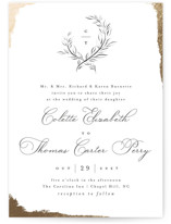 This is a white foil stamped wedding invitation by Pink House Press called Gilded Edge with foil-pressed printing on signature in standard.