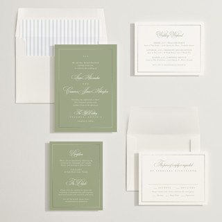 This is a garden foil stamped wedding invitations with foil pressed by Kelly Schmidt called greenwood printing on signature in standard