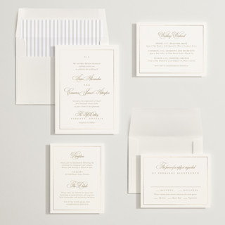 This is a golden foil stamped wedding invitations with foil pressed by Kelly Schmidt called greenwood printing on signature in standard