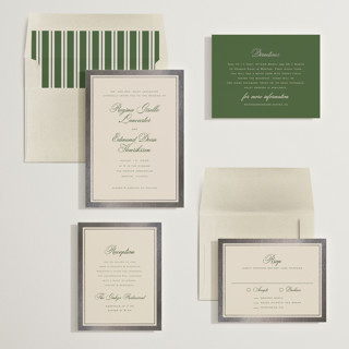 This is a dark moss foil stamped wedding invitations with foil pressed by chocomocacino called krytharaki printing on signature in standard