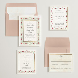 This is a merlot foil stamped wedding invitations with foil pressed by Susan Moyal called embrace printing on signature in standard