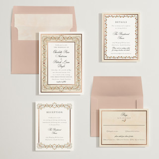 This is a copper foil stamped wedding invitations with foil pressed by Susan Moyal called embrace printing on signature in standard