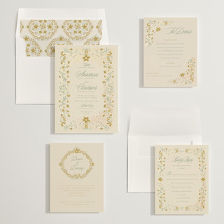 This is a sunleaf foil stamped wedding invitations with foil pressed by Vera Lim called fairytale.. printing on signature in standard