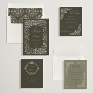 This is a haven foil stamped wedding invitations with foil pressed by Vera Lim called fairytale.. printing on signature in standard