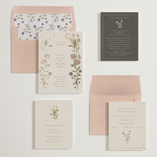 This is a petal foil stamped wedding invitations with foil pressed by Nicoletta Savod called parisian garden printing on signature in standard
