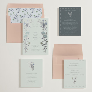 This is a frozen foil stamped wedding invitations with foil pressed by Nicoletta Savod called parisian garden printing on signature in standard