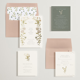 This is a lily foil stamped wedding invitations with foil pressed by Nicoletta Savod called parisian garden printing on signature in standard