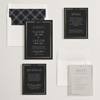 This is a midnight foil stamped wedding invitations with foil pressed by Nicole Walsh called grace printing on signature in standard