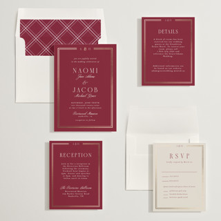 This is a ruby foil stamped wedding invitations with foil pressed by Nicole Walsh called grace printing on signature in standard