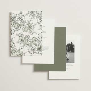 This is a sage foil stamped wedding invitations with foil pressed by Jennifer Postorino called gilded ampersand printing on signature in standard