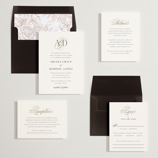 This is a cotton foil stamped wedding invitations with foil pressed by Jennifer Postorino called gilded ampersand printing on signature in standard