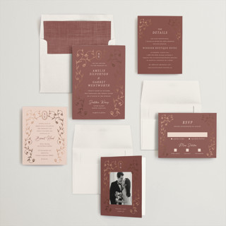 This is a mahogany foil stamped wedding invitations with foil pressed by chocomocacino called cantuccini printing on signature in standard