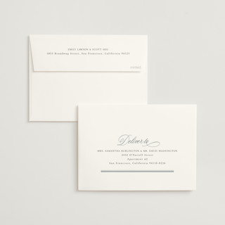 This is a sky foil stamped wedding invitations with foil pressed by Nicole Walsh called lustre printing on signature in standard