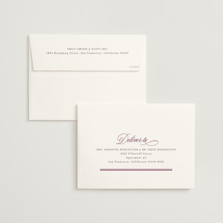 This is a berry foil stamped wedding invitations with foil pressed by Nicole Walsh called lustre printing on signature in standard