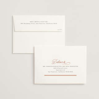 This is a sunset foil stamped wedding invitations with foil pressed by Nicole Walsh called lustre printing on signature in standard