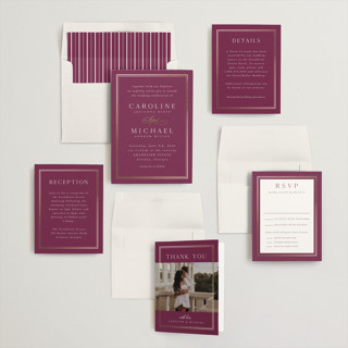 This is a berry foil stamped wedding invitations with foil pressed by Nicole Walsh called lustre printing on signature in standard