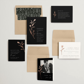 This is a midnight foil stamped wedding invitations with foil pressed by Amy Kross called perennial printing on signature in standard
