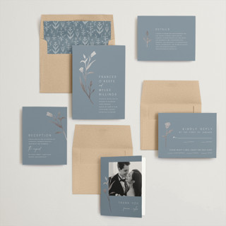 This is a capri foil stamped wedding invitations with foil pressed by Amy Kross called perennial printing on signature in standard