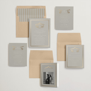 This is a bells foil stamped wedding invitations with foil pressed by Ana de Sousa called summit serenity printing on signature in standard