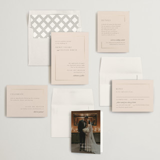 This is a rose quartz foil stamped wedding invitations with foil pressed by Kristie Kern called the gallery printing on signature in standard