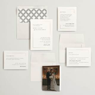 This is a tuxedo foil stamped wedding invitations with foil pressed by Kristie Kern called the gallery printing on signature in standard