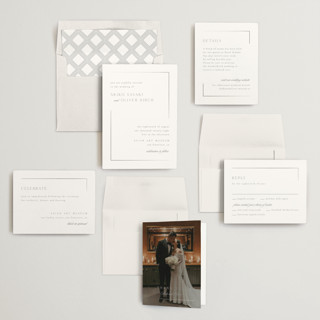 This is a platinum foil stamped wedding invitations with foil pressed by Kristie Kern called the gallery printing on signature in standard