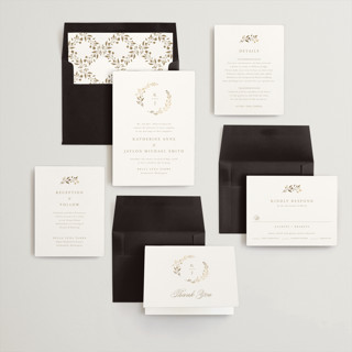 This is a antique foil stamped wedding invitations with foil pressed by Jennifer Postorino called embrace printing on signature in standard