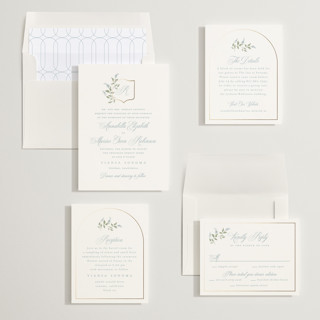 This is a bluebell foil stamped wedding invitations with foil pressed by Kristie Kern called marmont printing on signature in standard