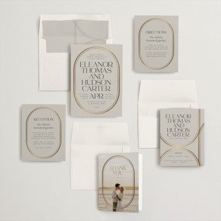 This is a stone foil stamped wedding invitations with foil pressed by Lori Wemple called oval printing on signature in standard