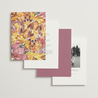 This is a amber foil stamped wedding invitations with foil pressed by Alexandra Dzh called autumn flowers printing on signature in standard