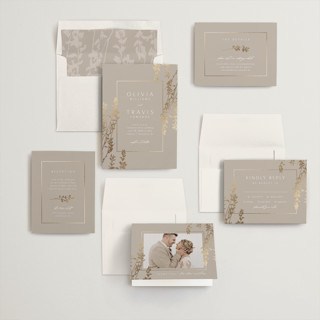 This is a mist foil stamped wedding invitations with foil pressed by Kelly Schmidt called quince printing on signature in standard