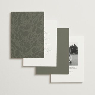 This is a olive foil stamped wedding invitations with foil pressed by Kate Ahn called poetique printing on signature in standard