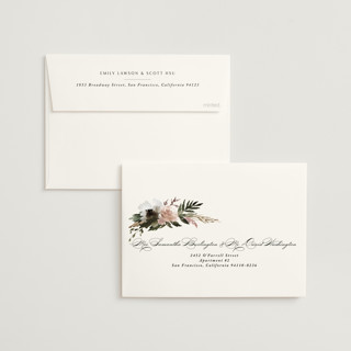 This is a rose quartz foil stamped wedding invitations with foil pressed by Kate Ahn called poetique printing on signature in standard