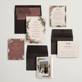 This is a rose quartz foil stamped wedding invitations with foil pressed by Kate Ahn called poetique printing on signature in standard