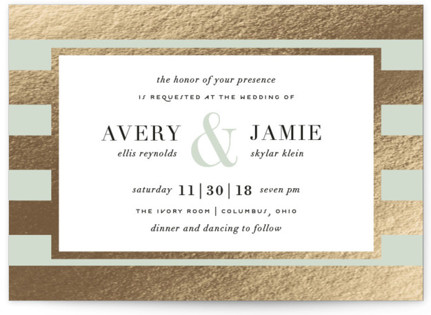 Romantic Stripes Foil Pressed Wedding Invitations