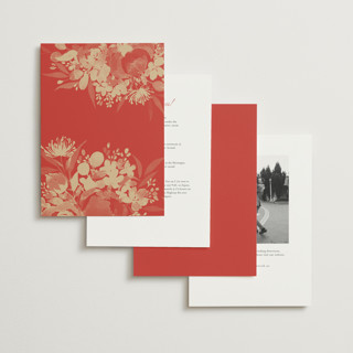 This is a cherry foil stamped wedding invitations with foil pressed by Shannon Chen of Four Wet Feet Studio called happiness printing on signature in standard