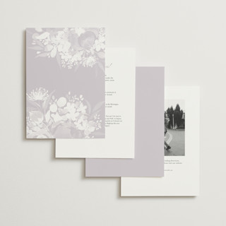 This is a lilac foil stamped wedding invitations with foil pressed by Shannon Chen of Four Wet Feet Studio called happiness printing on signature in standard